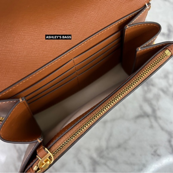 Tory Burch Emerson Printed Chain Wallet Crossbody In Leopard Print - Picture 8 of 10